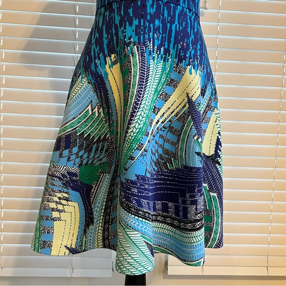 Belle Badgley Mischka Sz 2 Dress Blue Green A Line Flare Starry Night Art Wear - Picture 3 of 12